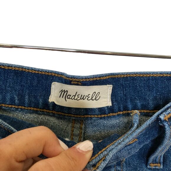 Madewell High Rise Denim Mid Length Jean Shorts Size 27 Raw Hem - Picture 9 of 11